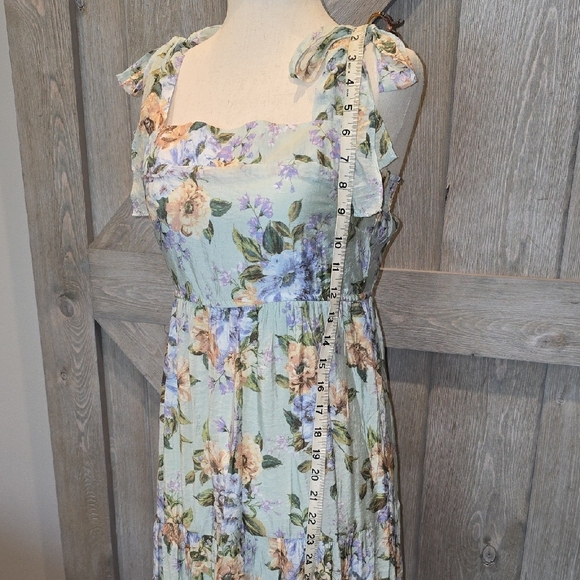 Floral Maxi Dress with Tie Straps - Picture 10 of 13